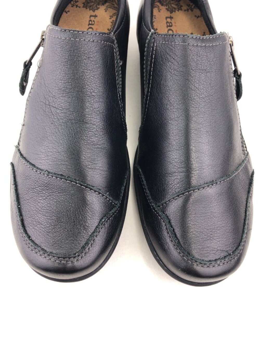 Taos Character Black Leather Zip Casual Flats 9.5 - Picture 12 of 12